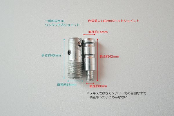 色気美人110cmのヘッドジョイントの実測値